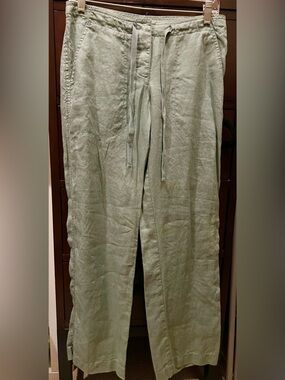 L.L. Bean Sage Green Drawstring Linen Pants